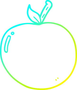 Bir insan tarafından çizilen elma karikatürünün soğuk gradyan çizimi