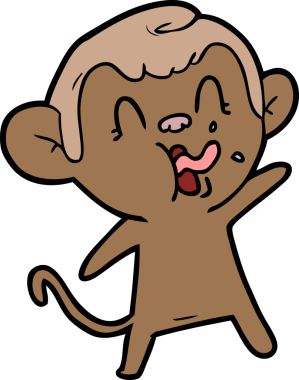 Bir insan tarafından çizilmiş çılgın çizgi film maymunu