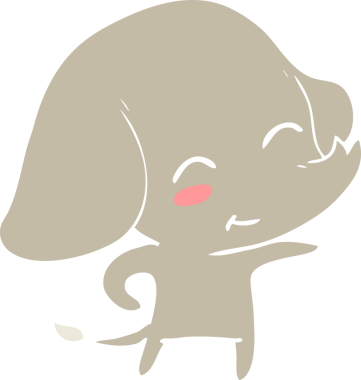 Bir insan tarafından çizilmiş düz renk çizgi film fili.