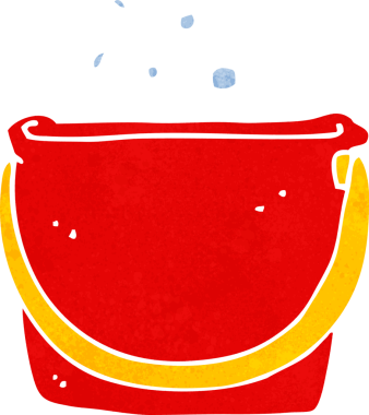 Bir insan tarafından çizilmiş çizgi film kovası.