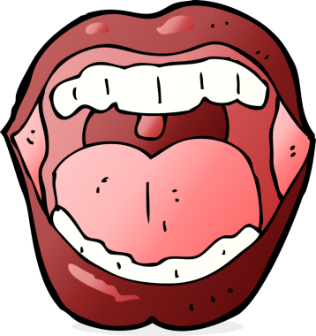 Bir insan tarafından çizilmiş çizgi film ağzı.