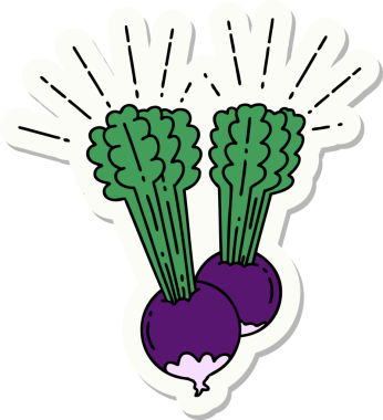 Bir insanın çizdiği yapraklı pancar dövmesi çıkartması.