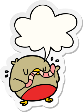 Bir insan tarafından çizilmiş balon çıkartmalı çizgi film solucanı.