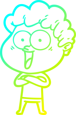 Bir insan tarafından çizilmiş mutlu bir adamın soğuk çizgi çizimi.