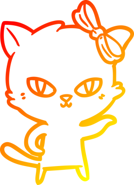 Bir insan tarafından çizilmiş sevimli bir çizgi film kedisinin sıcak çizgi çizgisi.