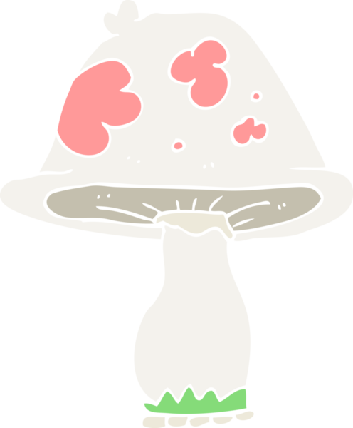 Bir insan tarafından çizilmiş mantarın düz renk çizimi