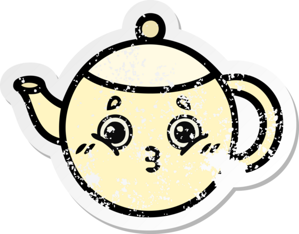 Bir insan tarafından çizilmiş tatlı bir çay demliğinin sıkıntılı çıkartması.