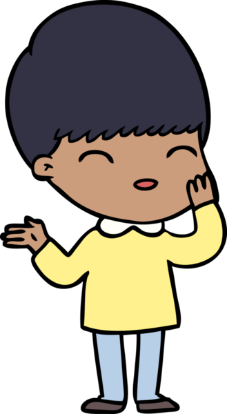 Bir insan tarafından çizilmiş mutlu çizgi film çocuğu.