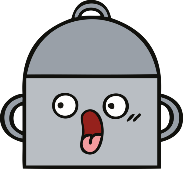 Bir insan tarafından çizilmiş güzel bir yemek tenceresi karikatürü.