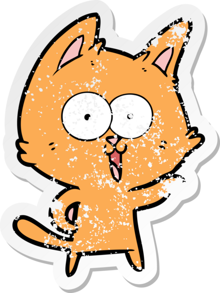 Bir insan tarafından çizilmiş komik bir çizgi film kedisinin sıkıntılı çıkartması.