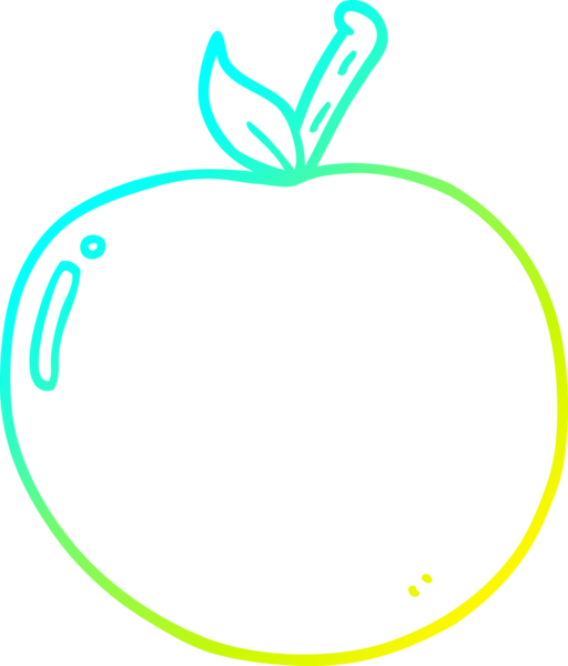 Bir insan tarafından çizilen elma karikatürünün soğuk gradyan çizimi