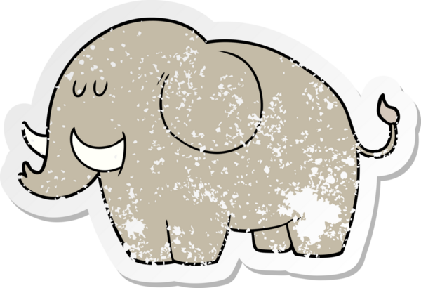 Bir insan tarafından çizilmiş karikatür filinin sıkıntılı çıkartması.