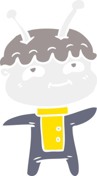 Bir insan tarafından çizilmiş düz renkli çizgi film uzay adamı.