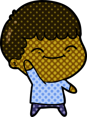 Bir insan tarafından çizilmiş mutlu çocuk çizgi filmi.