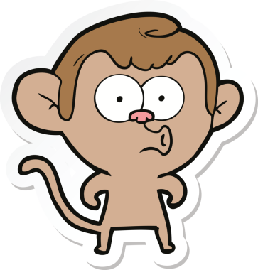 Bir insan tarafından çizilmiş korna çalan bir maymunun çıkartması.