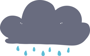 Bir insan tarafından çizilmiş düz renk çizgi film yağmur bulutu