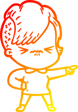 Bir insan tarafından çizilmiş, kızgın bir hipster kızın çizgi çizimi.