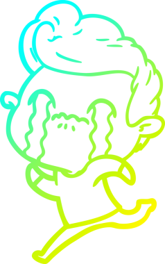 Bir insan tarafından çizilmiş ağlayan bir çizgi film karakteri çizimi.