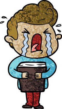 Bir insan tarafından çizilmiş ağlayan bir karikatür.