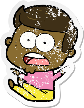 Bir insan tarafından çizilen şok olmuş bir adamın karikatür çıkartması.