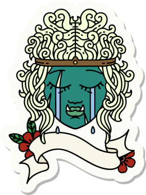 Bir insan tarafından çizilmiş ağlayan bir ork barbar karakterinin çıkartması.