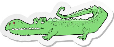 Bir insan tarafından çizilmiş timsah çizgi film etiketi.