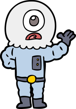 Çizgi film Tepegöz uzaylı uzay adamı bir insan tarafından çizildi.