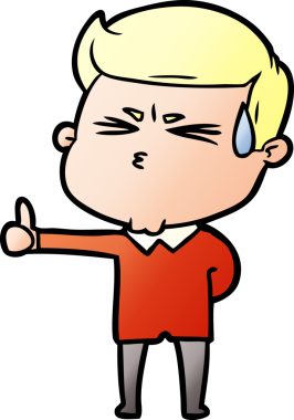 Bir insan tarafından çizilmiş terleyen çizgi film adamı.