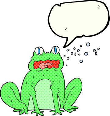 El yazısıyla çizilmiş çizgi roman konuşma balonu, bir insan tarafından çizilmiş geğiren kurbağa.