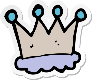 Bir insan tarafından çizilmiş karikatür taç etiketi.