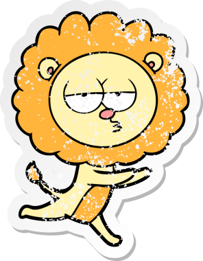 Bir insan tarafından çizilen aslan çizgi filminin sıkıntılı çıkartması.