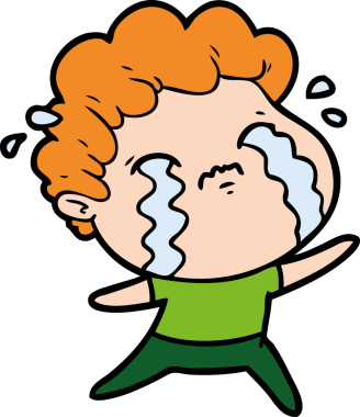 Bir insan tarafından çizilmiş ağlayan çizgi film adamı.