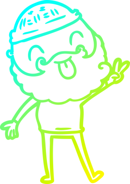 Soğuk gradyan çizgisi sakallı bir adamın bir insan tarafından çizilmiş barış işareti.