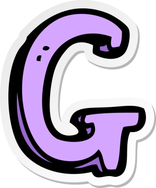 Bir insan tarafından çizilmiş G harfinin çıkartması.