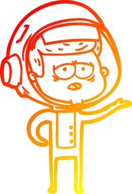 Bir insan tarafından çizilmiş, karikatür, yorgun astronot çizimi.