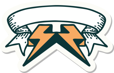 Bir insan tarafından çizilmiş yıldırımlı dövme stili etiketi