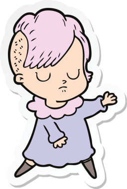 Bir insan tarafından çizilmiş bir karikatür kadının çıkartması.