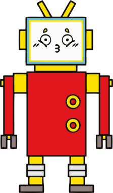 Bir insan tarafından çizilmiş sevimli bir robot karikatürü.