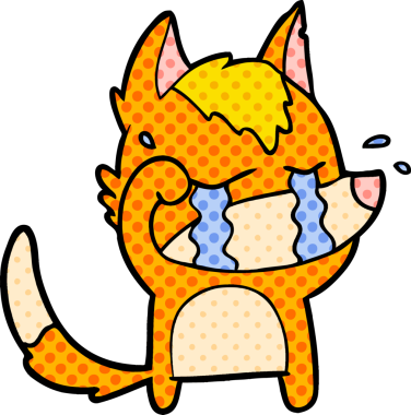 Bir insan tarafından çizilmiş üzgün küçük tilki çizgi film karakteri.