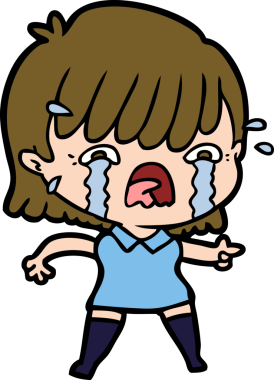 Bir insan tarafından çizilmiş ağlayan çizgi film kızı.