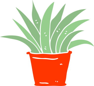 Bir insan tarafından çizilmiş düz renkli karikatür ev bitkisi