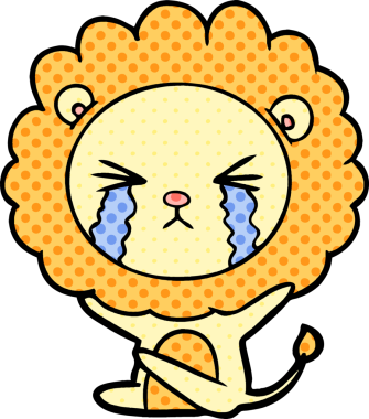 Bir insan tarafından çizilmiş ağlayan bir aslan.