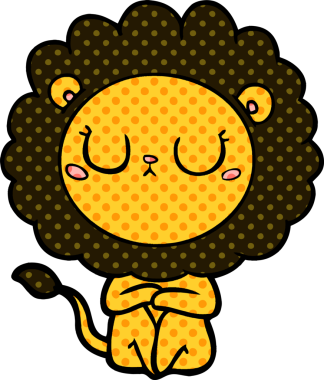 Bir insan tarafından çizilmiş çizgi film aslanı.