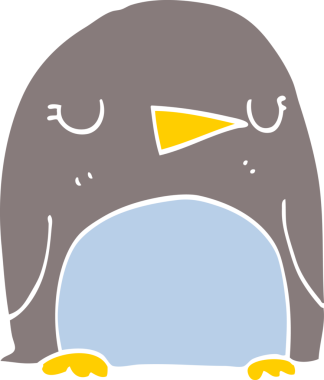 Bir insan tarafından çizilmiş düz renk çizgi film pengueni