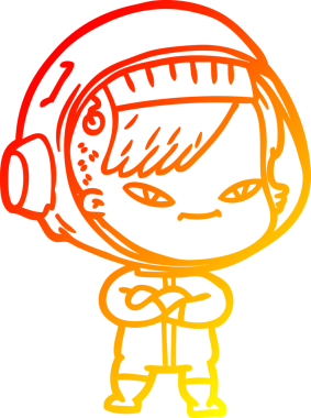 Bir insan tarafından çizilmiş bir astronot kadın çizgi çizimi.