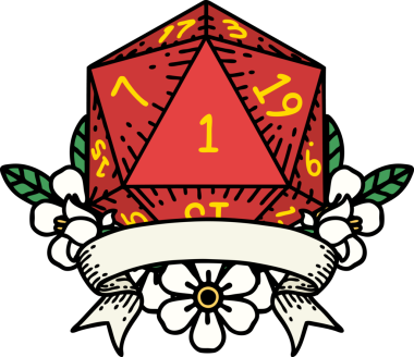 Retro Dövme Biçimi Doğal Bir d20 zar bir insan tarafından çizildi