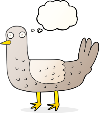 Bir insan tarafından çizilmiş serbest çizim balon karikatür kuşu.