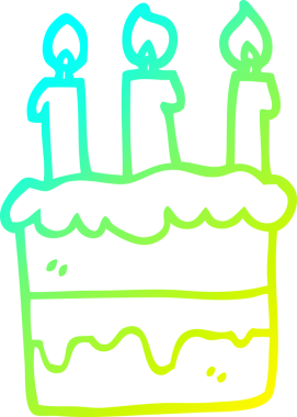 Bir insan tarafından çizilmiş bir doğum günü pastasının soğuk gradyan çizimi