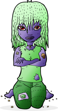 Bir insan tarafından çizilmiş vampir kız çizgi filmi.