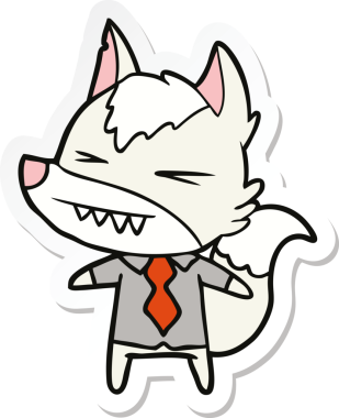 Bir insan tarafından çizilmiş kızgın bir kurt patronunun çıkartması.